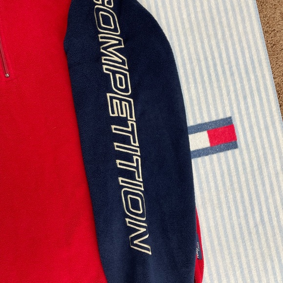 Vintage Nautica Competition sleeve spell out fleece quarter zip pullover - Picture 5 of 7